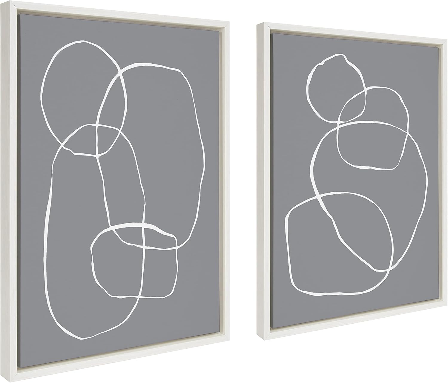 Kate and Laurel Sylvie Modern Circles Gray Framed Canvas Wall Art Set by Teju Reval of SnazzyHues 2 Piece 18x24 Gold Decorative Modern Art for WallWhite