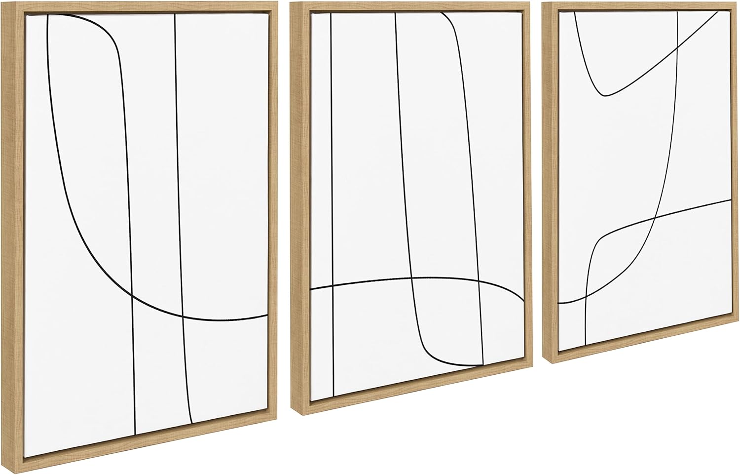 Kate and Laurel Sylvie Modern Line Abstract Black and White Framed Canvas Wall Art Set by The Creative Bunch Studio 3 Piece Set 18x24 Black Decorative Abstract Wall DcorNatural