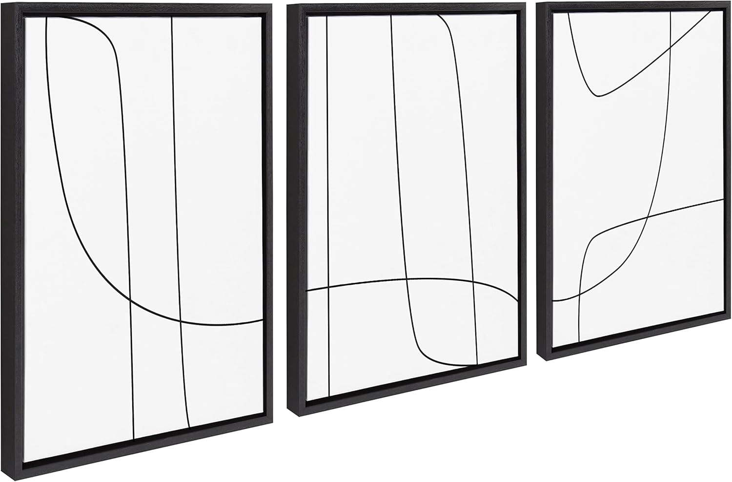 Kate and Laurel Sylvie Modern Line Abstract Black and White Framed Canvas Wall Art Set by The Creative Bunch Studio 3 Piece Set 18x24 Black Decorative Abstract Wall DcorBlack