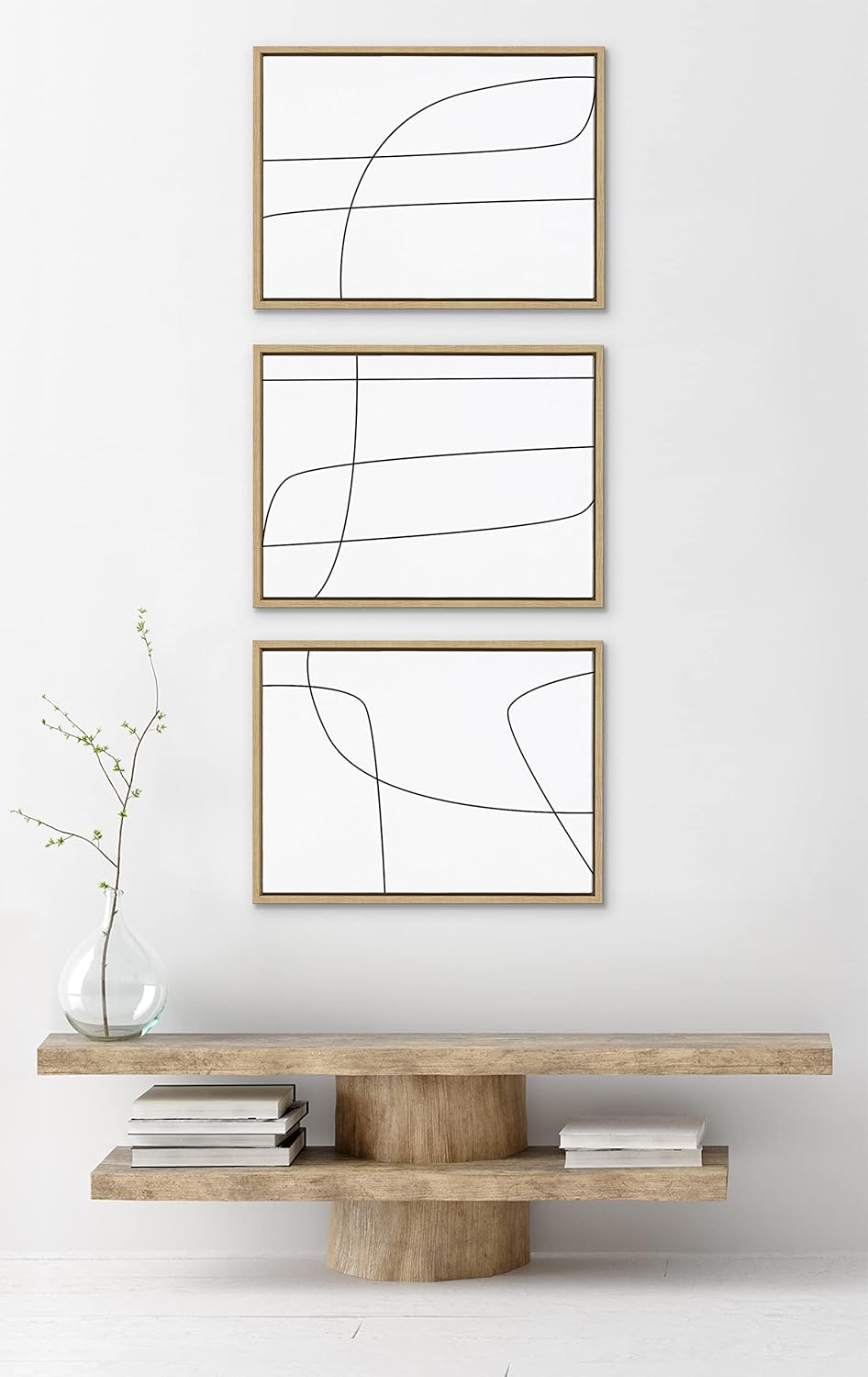 Kate and Laurel Sylvie Modern Line Abstract Black and White Framed Canvas Wall Art Set by The Creative Bunch Studio 3 Piece Set 18x24 Black Decorative Abstract Wall DcorNatural