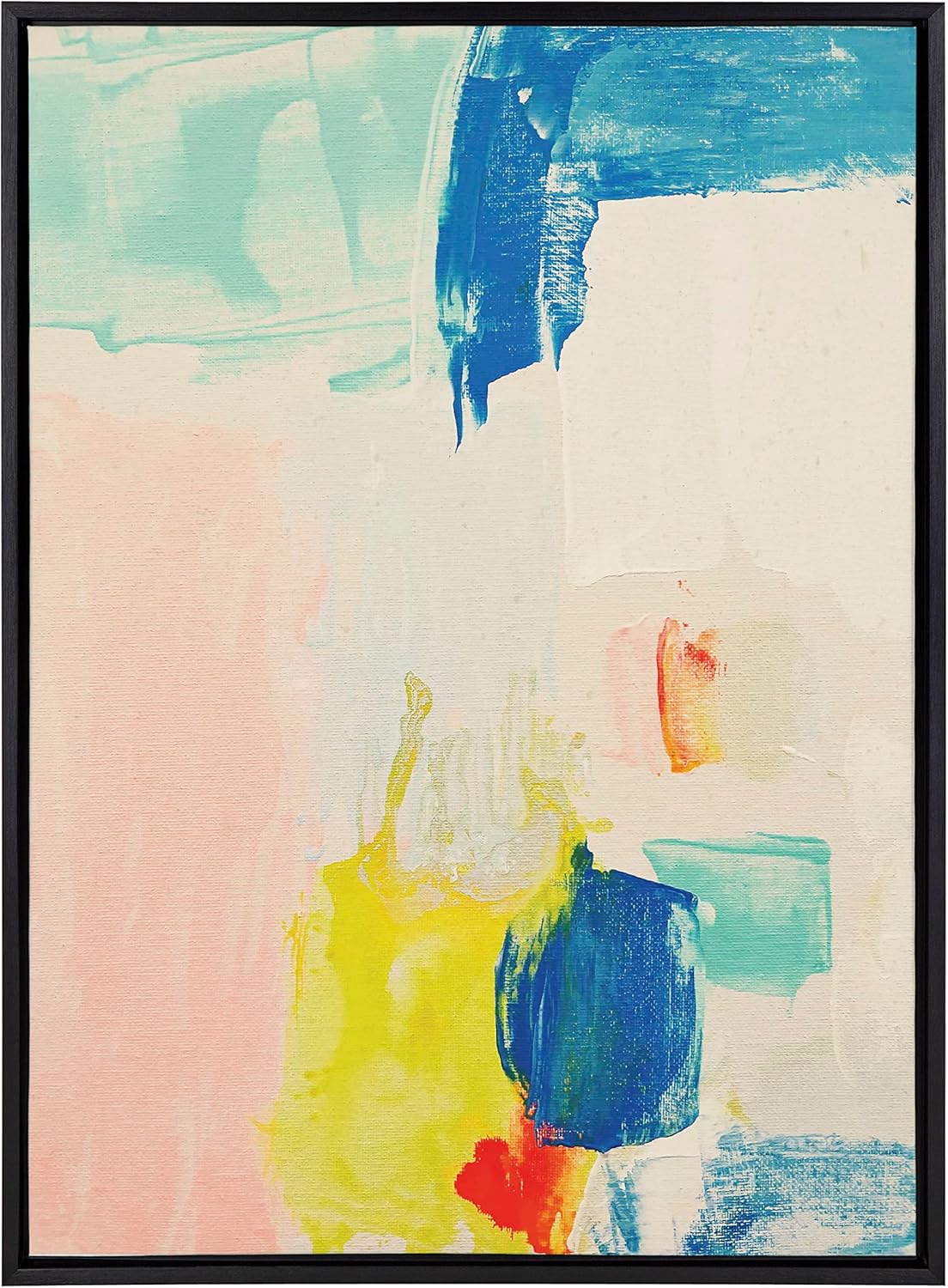 Kate and Laurel Sylvie Pop of Color I Framed Canvas Wall Art by Amy Lighthall 28x38 Gold Modern Abstract Painted Brushstrokes Art for WallBlack