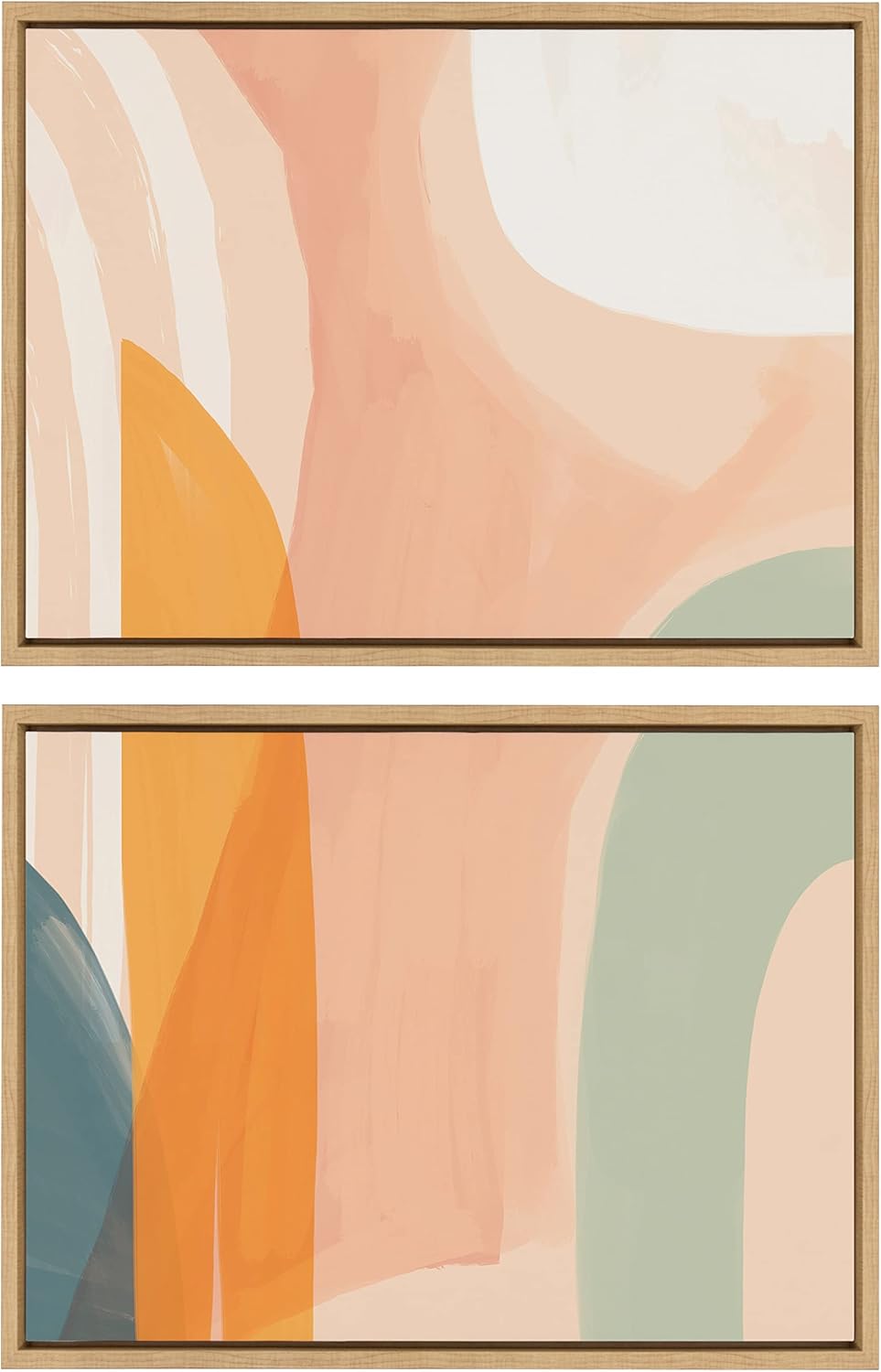 Kate and Laurel Sylvie Sunrise Over Marrakesh 1 and 2 Framed Canvas Wall Art Set by Kate Aurelia Holloway 2 Piece Set 18x24 Natural Modern Abstract Colorful Wall Dcor Set