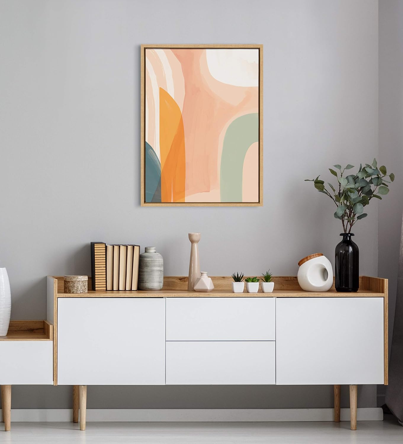Kate and Laurel Sylvie Sunrise over Marrakesh Framed Canvas Wall Art by Kate Aurelia Holloway 23x33 Natural Decorative Boho Chic Art Print for WallNatural