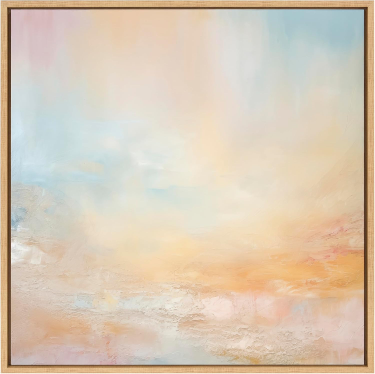 Kate and Laurel Sylvie Tonal Abstract Playful Powdery Pastels Soft Pale Color Tints Framed Canvas Wall Art by The Creative Bunch Studio 30x30 Natural Modern Abstract Landscape Art for Wall