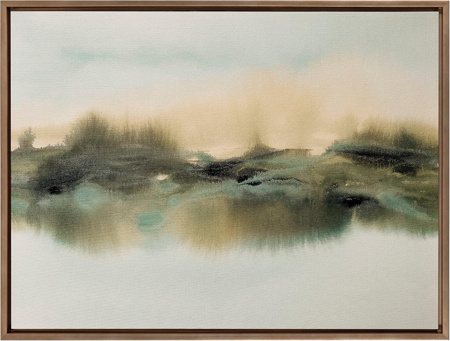 Kate and Laurel Sylvie Tranquil Meadows Framed Canvas Wall Art by Amy Lighthall 18x40 Gold Soft Abstract Watercolor Nature Landscape Art for Wall Home DecorGold