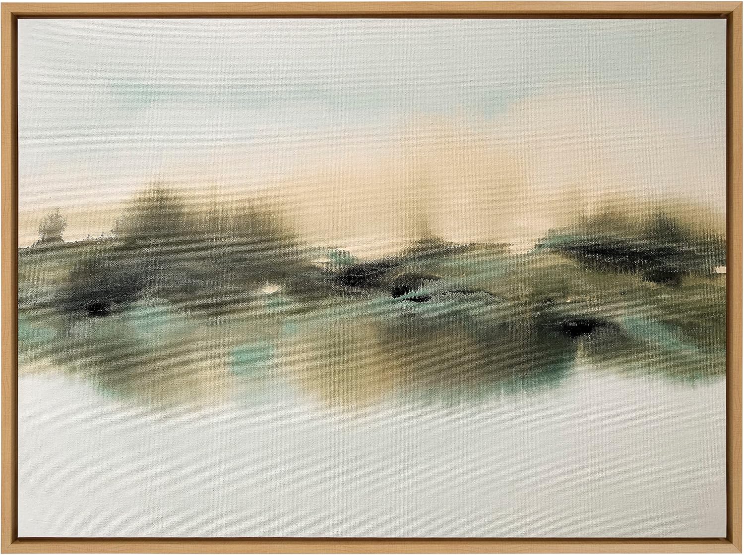Kate and Laurel Sylvie Tranquil Meadows Framed Canvas Wall Art by Amy Lighthall 18x40 Gold Soft Abstract Watercolor Nature Landscape Art for Wall Home DecorNatural