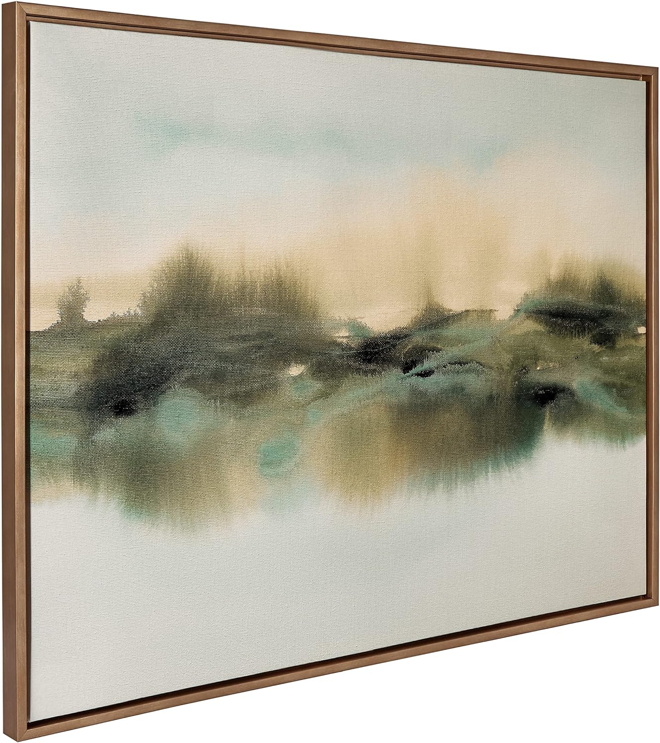 Kate and Laurel Sylvie Tranquil Meadows Framed Canvas Wall Art by Amy Lighthall 18x40 Gold Soft Abstract Watercolor Nature Landscape Art for Wall Home DecorGold