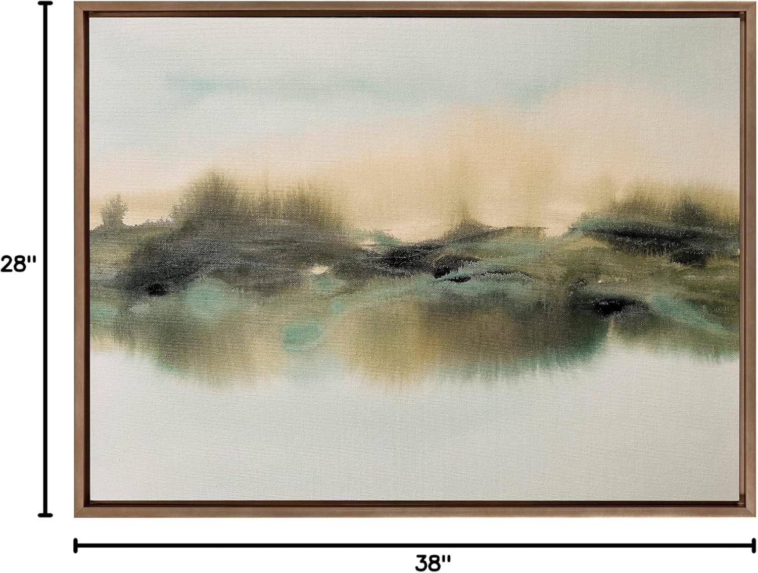 Kate and Laurel Sylvie Tranquil Meadows Framed Canvas Wall Art by Amy Lighthall 18x40 Gold Soft Abstract Watercolor Nature Landscape Art for Wall Home DecorGold