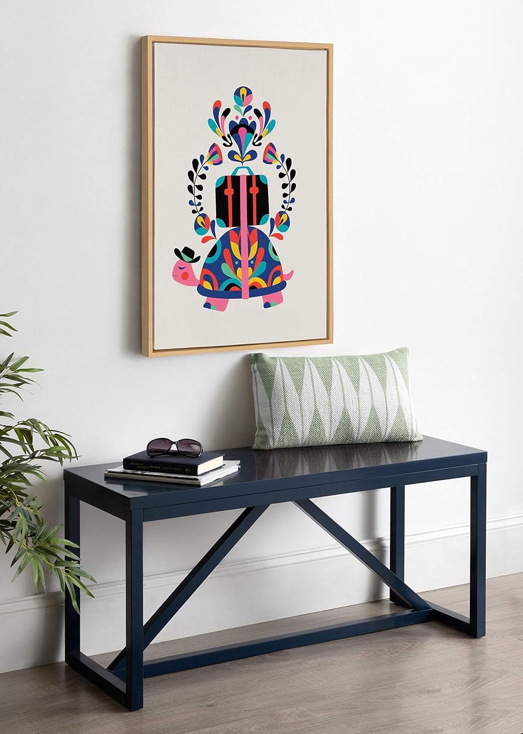 Kate and Laurel Sylvie Travel Animal Framed Canvas Wall Art by Rachel Lee 23x33 Natural Abstract Animal Home Decor
