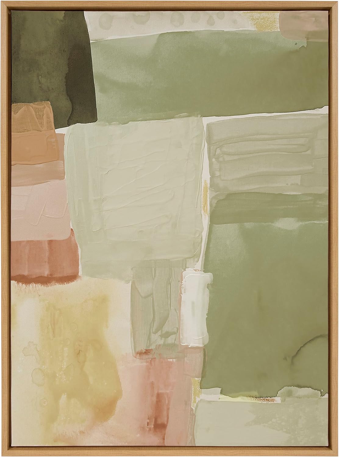 Kate and Laurel Sylvie United Colors III Framed Canvas Wall Art by Amy Lighthall 28x38 Natural Modern Soft Watercolor Abstract Art for Wall Home DecorNatural