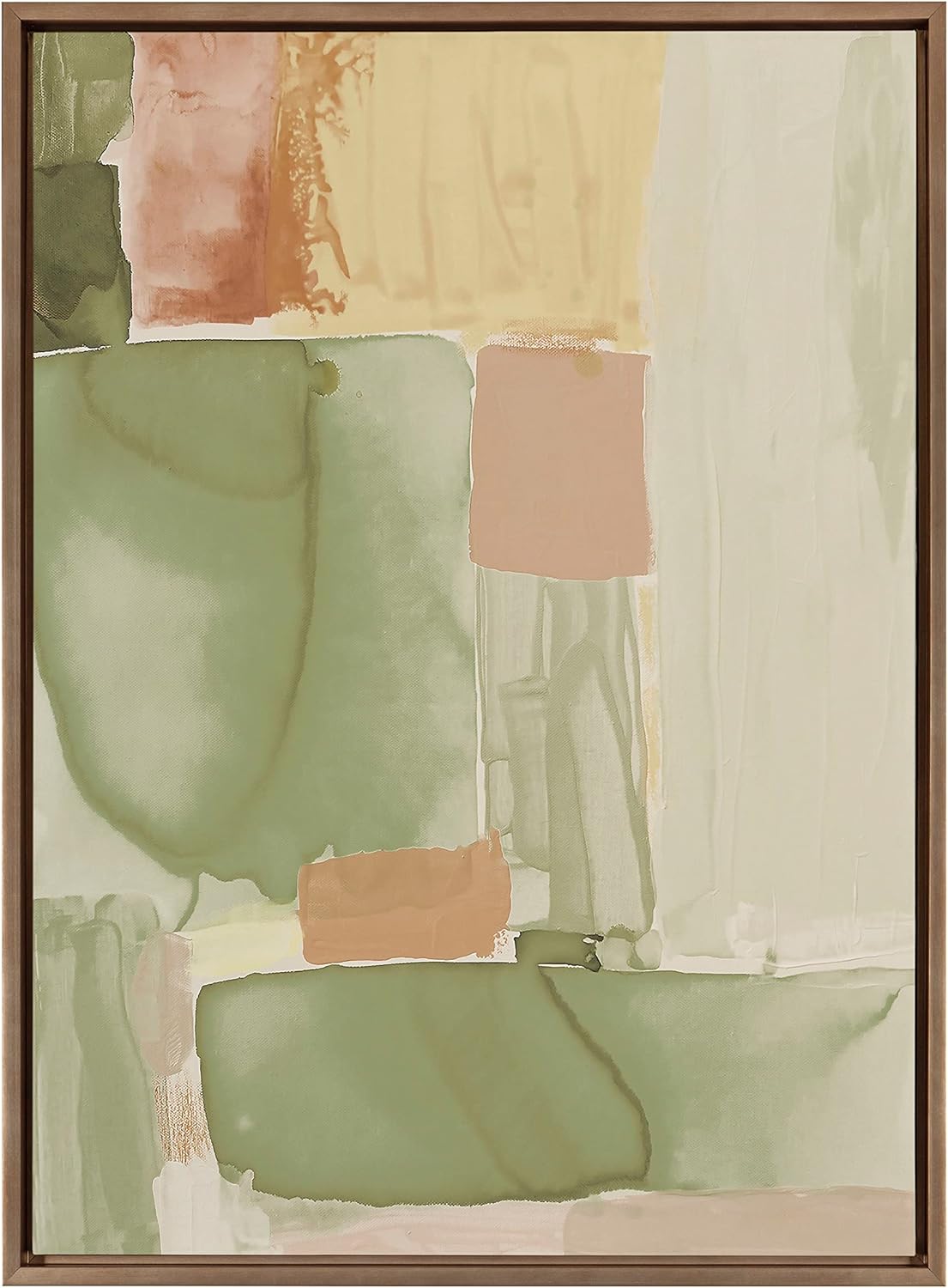 Kate and Laurel Sylvie United Colors IV Framed Canvas Wall Art by Amy Lighthall 28x38 Natural Modern Soft Watercolor Abstract Art for Wall Home DecorGold