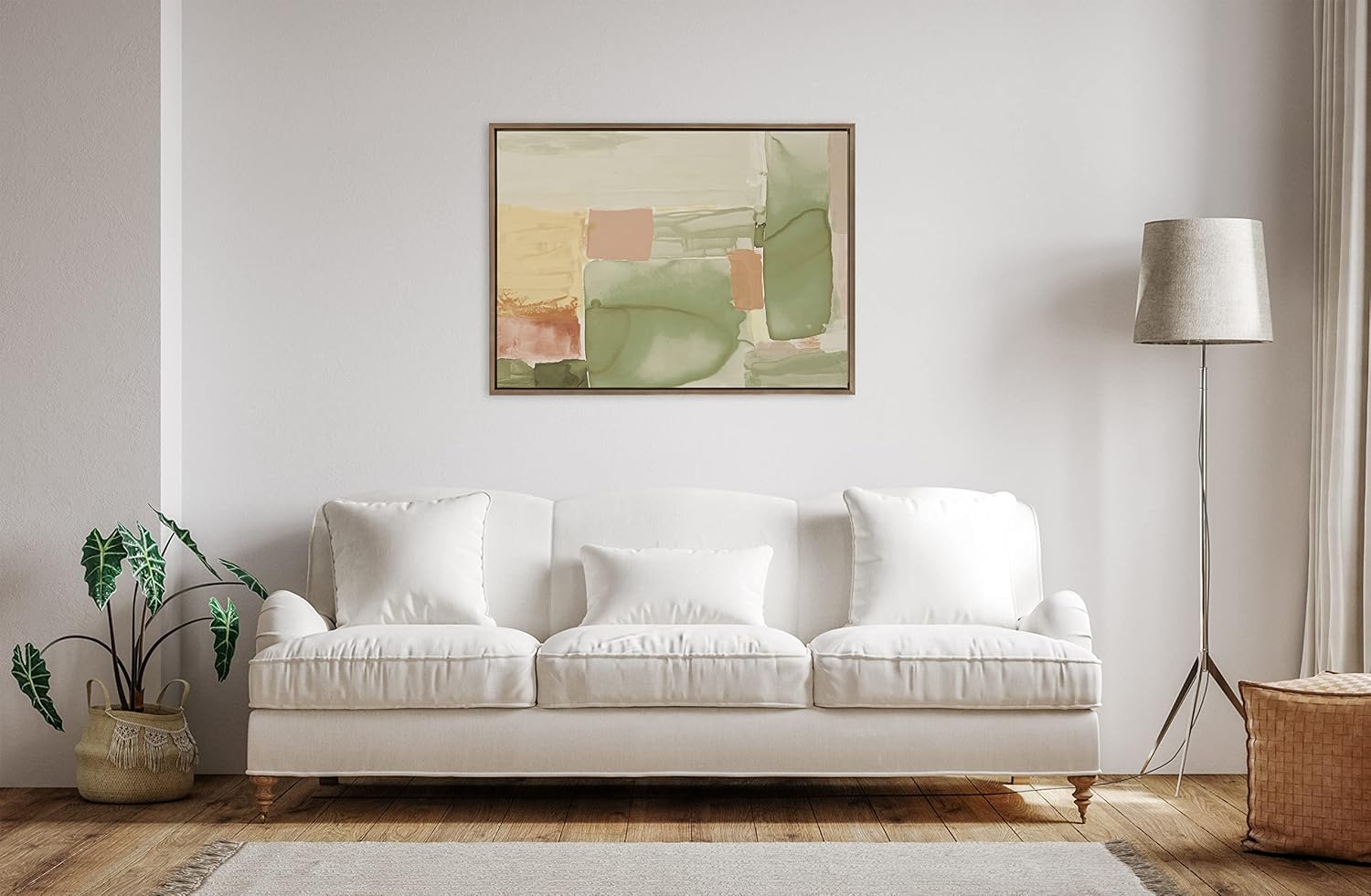 Kate and Laurel Sylvie United Colors IV Framed Canvas Wall Art by Amy Lighthall 28x38 Natural Modern Soft Watercolor Abstract Art for Wall Home DecorGold