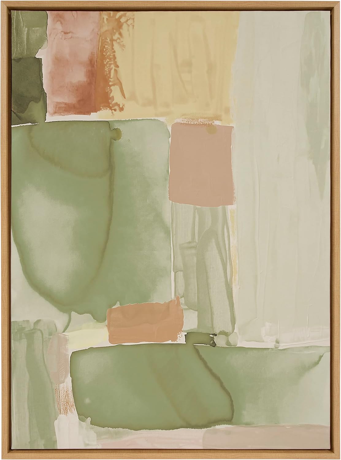 Kate and Laurel Sylvie United Colors IV Framed Canvas Wall Art by Amy Lighthall 28x38 Natural Modern Soft Watercolor Abstract Art for Wall Home DecorNatural