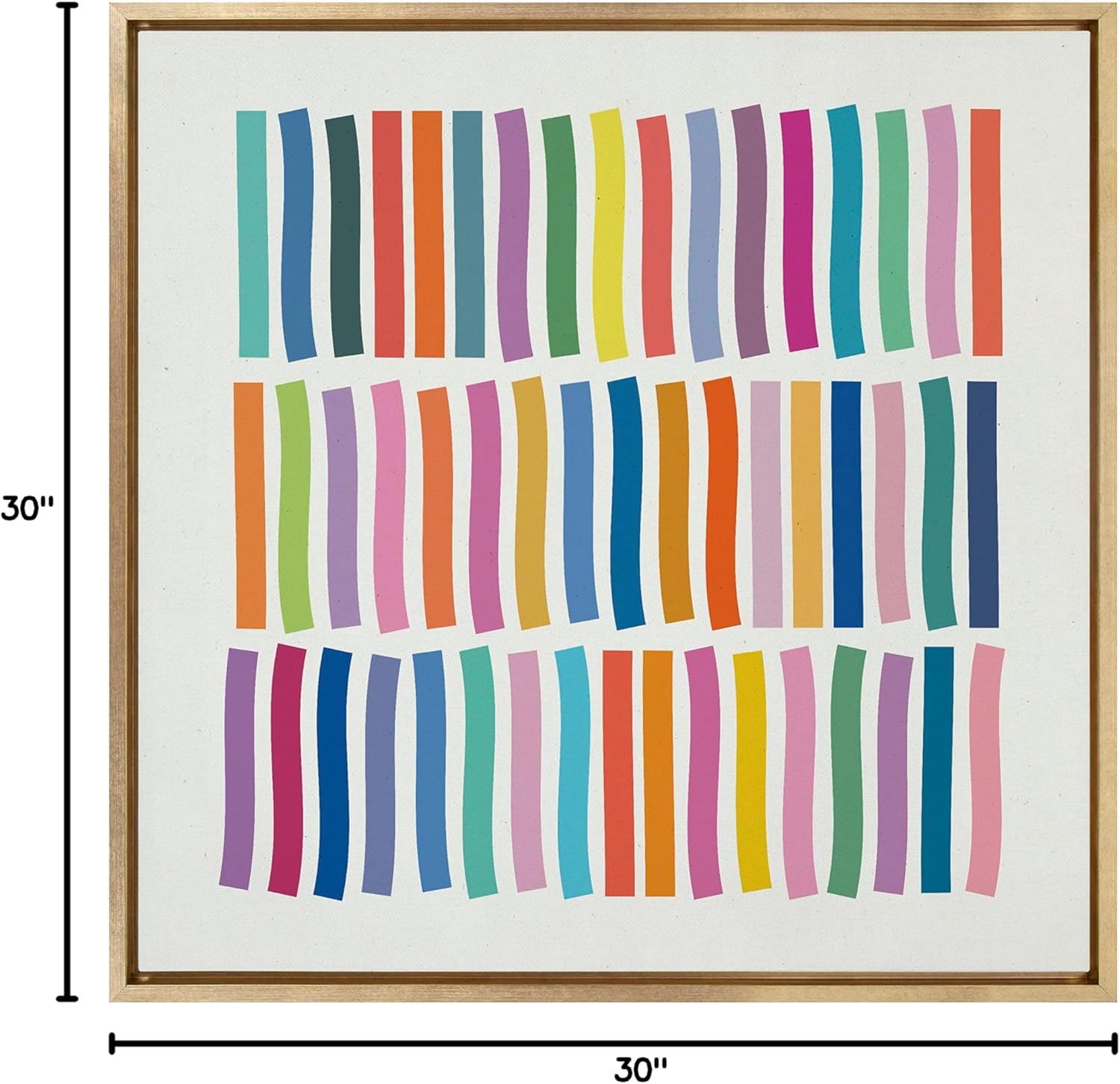 Kate and Laurel Sylvie Whimsical Lines Framed Canvas Wall Art by Apricot  Birch 30x30 Gold Modern Colorful Abstract Line Art for Nursery Wall Decor