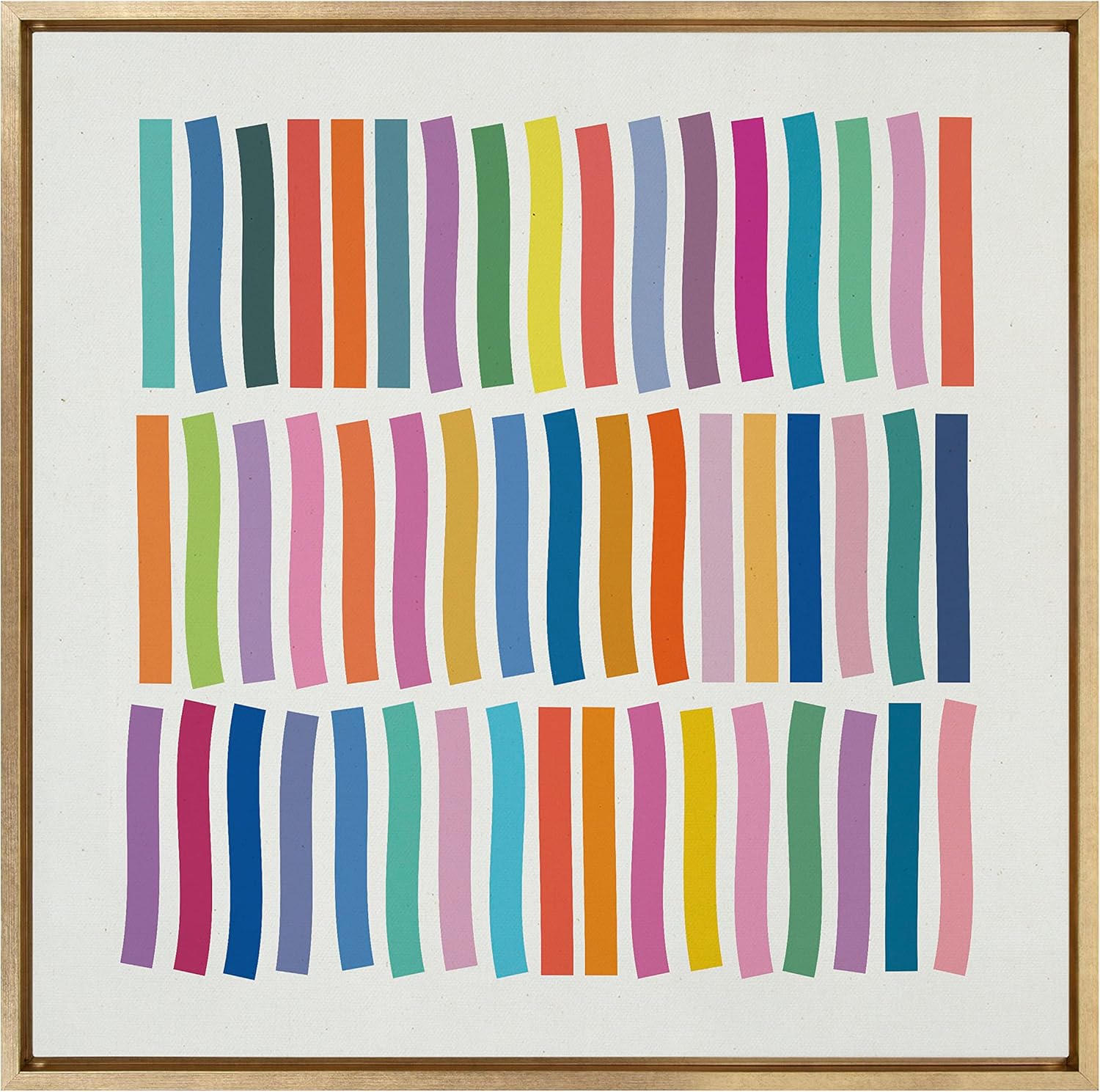 Kate and Laurel Sylvie Whimsical Lines Framed Canvas Wall Art by Apricot  Birch 30x30 Gold Modern Colorful Abstract Line Art for Nursery Wall Decor