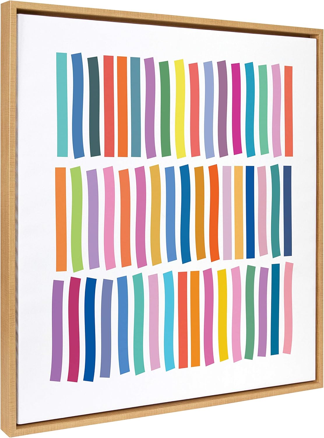 Kate and Laurel Sylvie Whimsical Lines Framed Canvas Wall Art by Apricot and Birch 30x30 Natural Colorful Abstract Decor for Wall