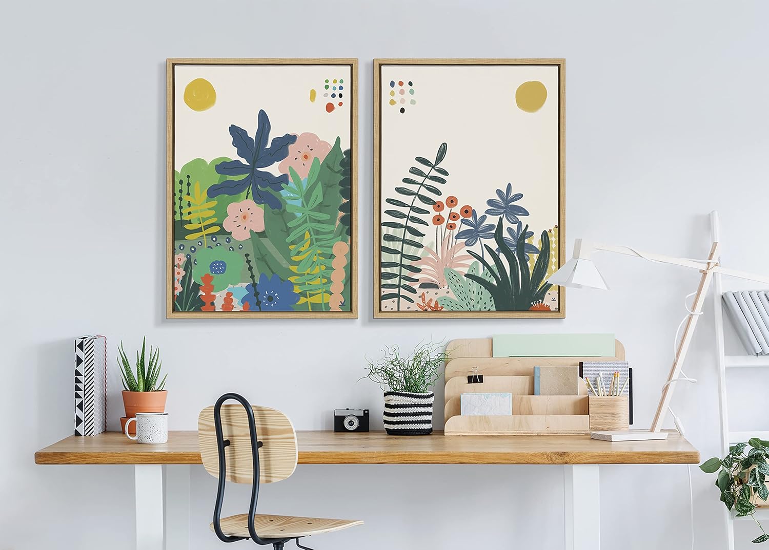 Kate and Laurel Sylvie Zen Garden 2 Framed Canvas Wall Art by Kelly Knaga 18x24 Gray Colorful Floral Art for WallNatural