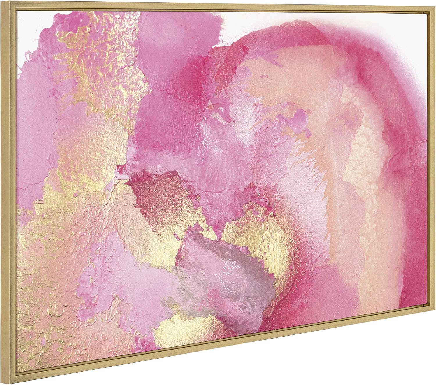 Kate and Laurel x Mentoring Positives Collaboration Pink Golden Hour Framed Canvas Wall Art 23x33 Gold Feminine Abstract Art Print for Wall