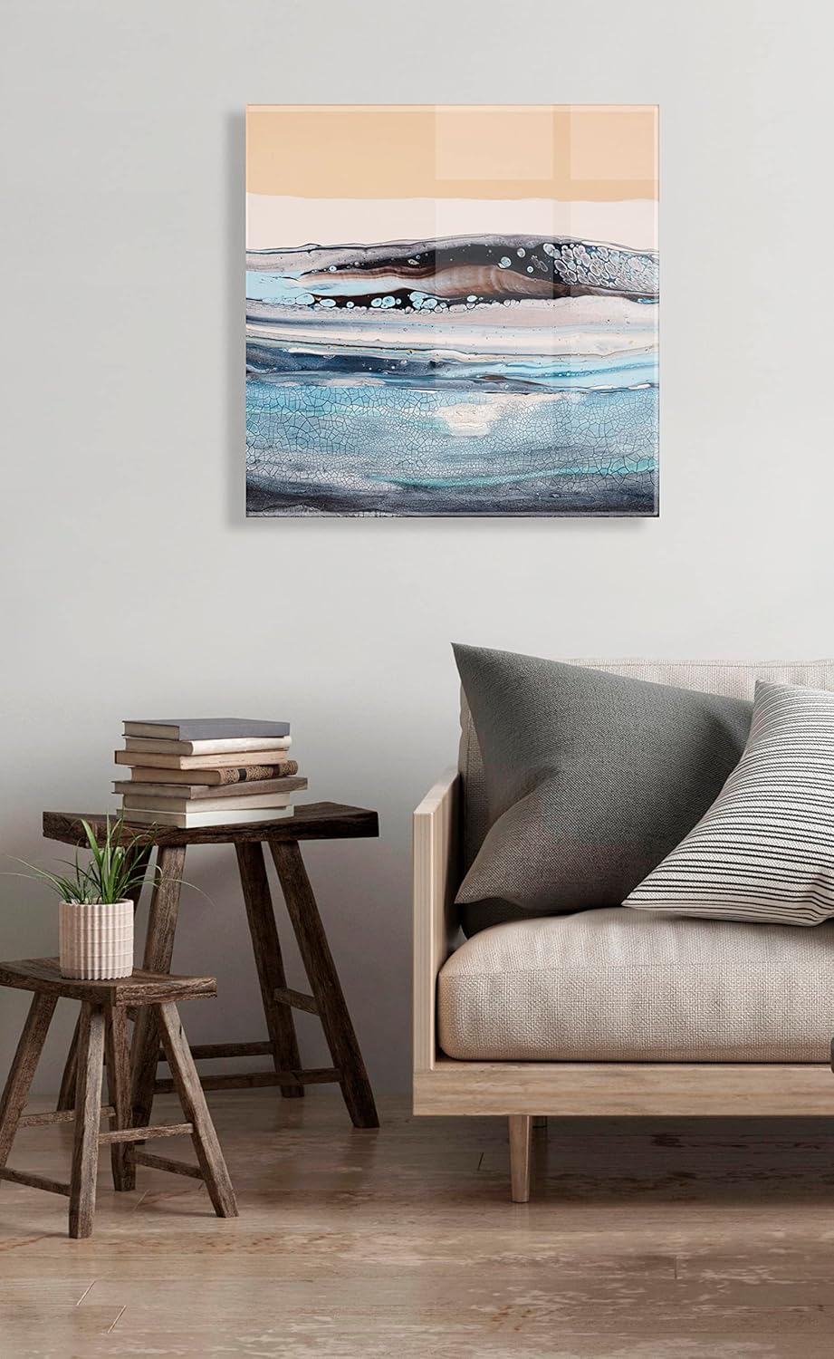 Kate and Laurel x Xizhou Xie Collaboration Glacier Park Frameless Floating Acrylic Art 23x23 Modern Abstract Bright Landscape Art for Wall