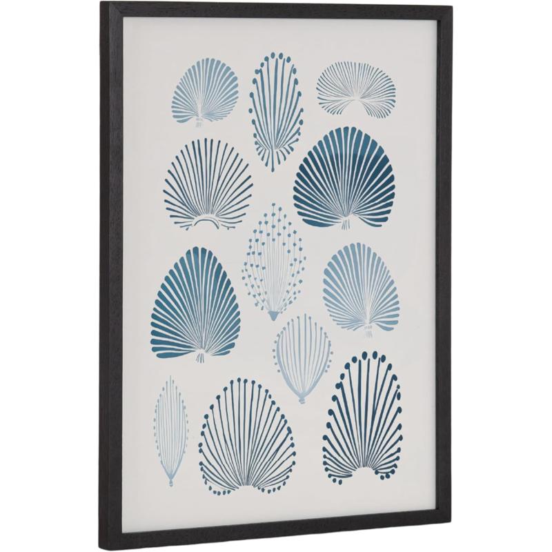 Kate and Laurel Abstract Coastal Blue Coral Framed Wall Art by The Creative Bunch Studio 12x16 Gold Modern Soft Beach Art for WallBlack  Blue Coral