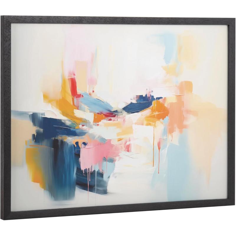 Kate and Laurel Abstract Coastal Blue Coral Framed Wall Art by The Creative Bunch Studio 12x16 Gold Modern Soft Beach Art for WallBlack  Elegant Coast