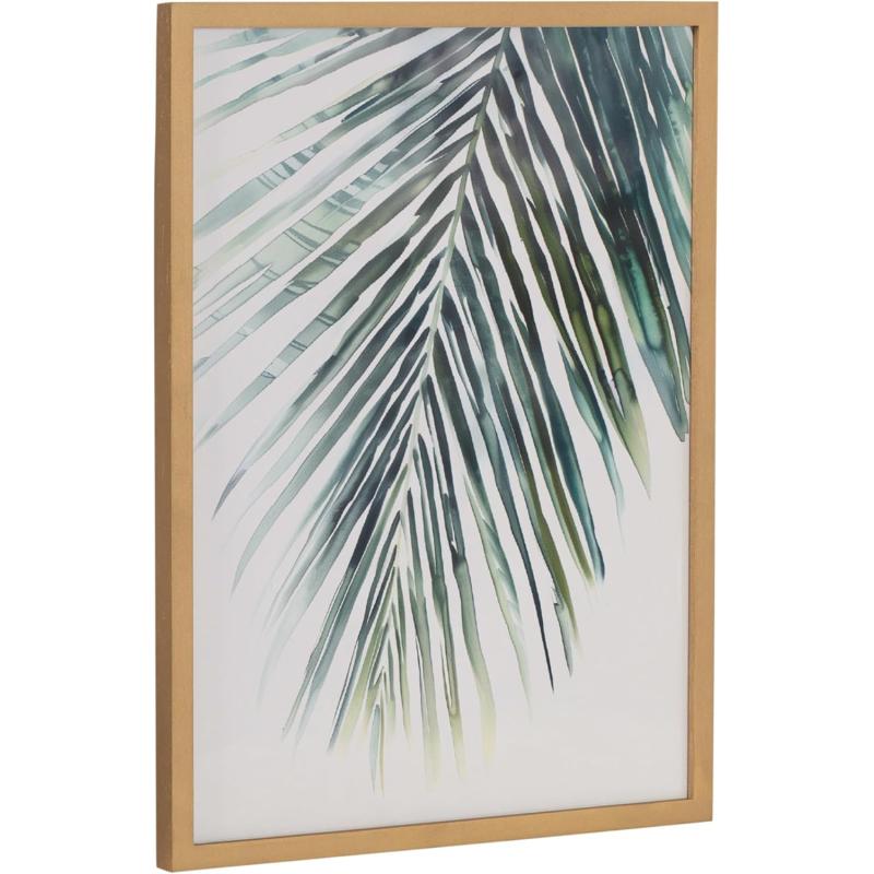 Kate and Laurel Abstract Coastal Blue Coral Framed Wall Art by The Creative Bunch Studio 12x16 Gold Modern Soft Beach Art for WallGold  Palm