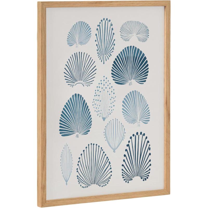 Kate and Laurel Abstract Coastal Blue Coral Framed Wall Art by The Creative Bunch Studio 12x16 Gold Modern Soft Beach Art for WallNatural  Blue Coral