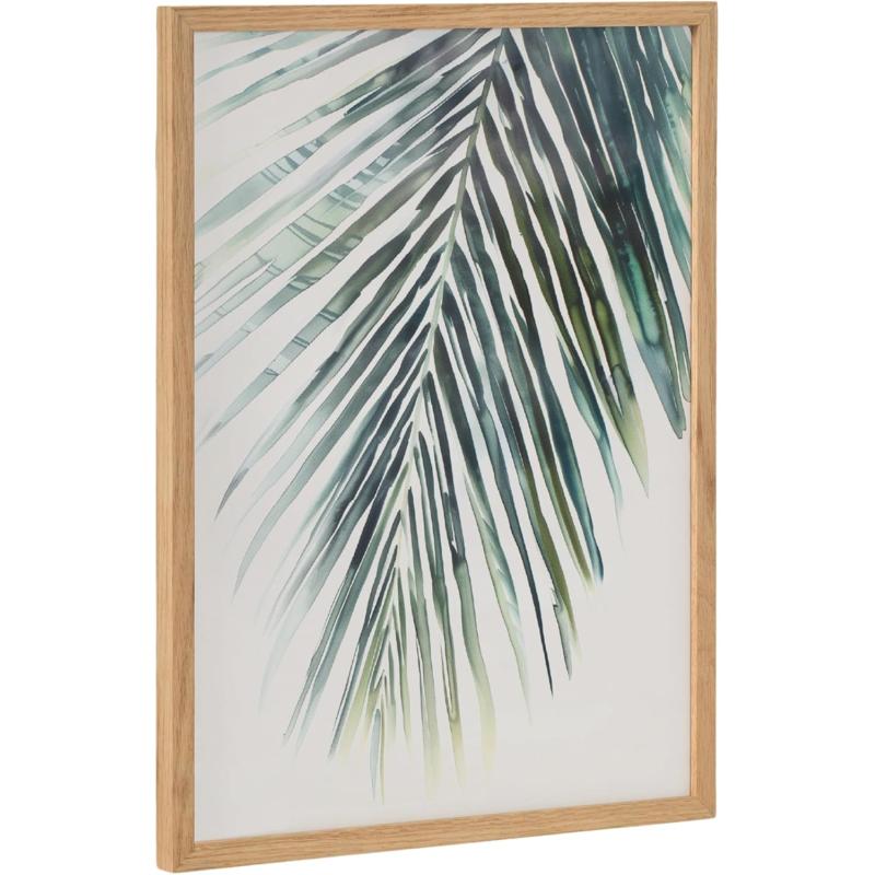 Kate and Laurel Abstract Coastal Blue Coral Framed Wall Art by The Creative Bunch Studio 12x16 Gold Modern Soft Beach Art for WallNatural  Palm