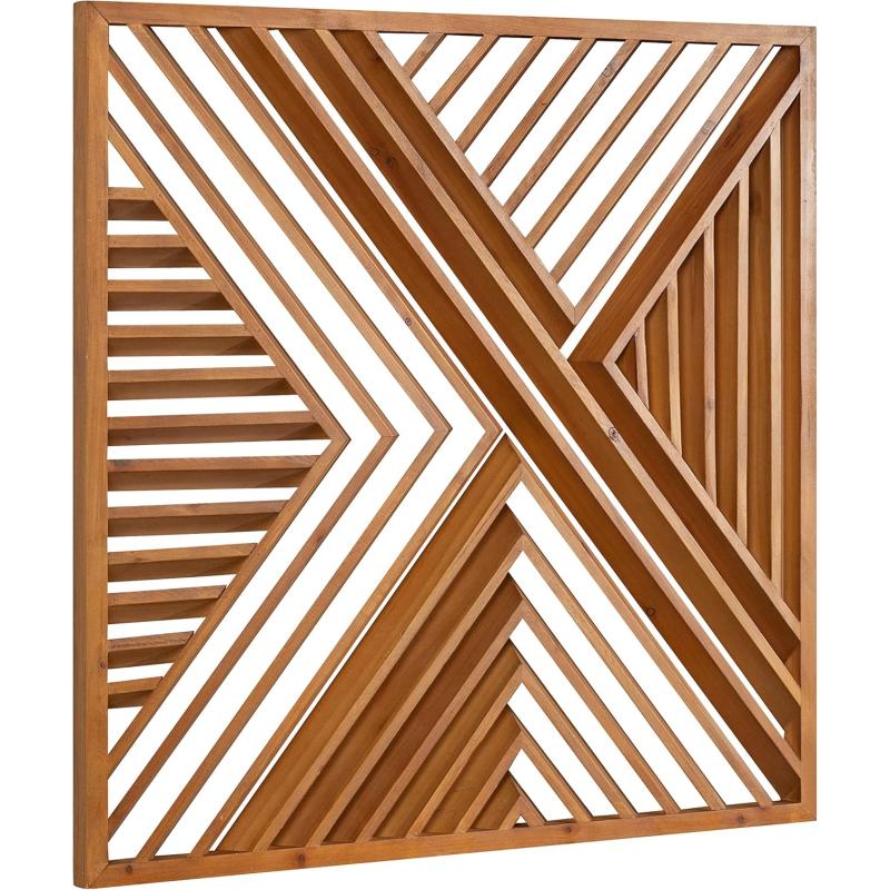 Kate and Laurel Barreda Decorative Wood Wall Plaque 26 x 26 Natural Wood Rustic Square Wooden Art for Wall