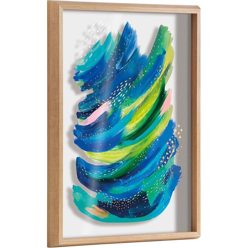 Kate and Laurel Blake Bright Abstract 2 Framed Printed Glass Wall Art by Jessi Raulet of Ettavee 18x24 Natural Colorful Abstract for Wall