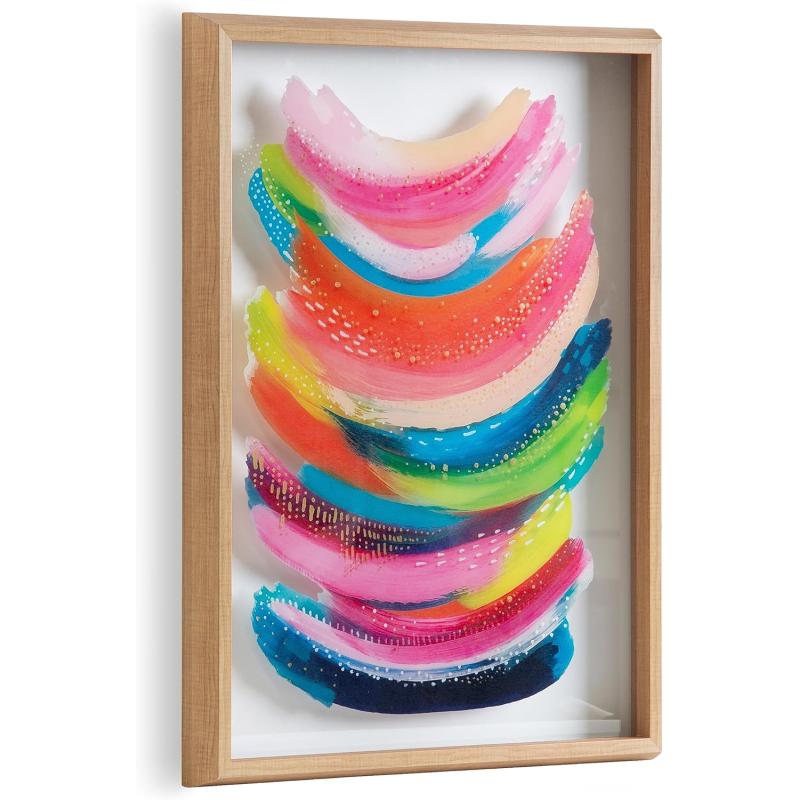 Kate and Laurel Blake Bright Abstract Framed Printed Glass Art by Jessi Raulet of EttaVee 18x24 Natural Beautiful Modern Glass Wall Art for HomeNatural