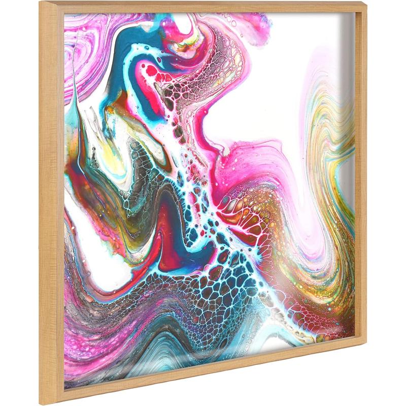 Kate and Laurel Blake Kaleidescope Framed Printed Acrylic Wall Art by Xizhou Xie 24x24 Natural Modern Abstract Bright Colorful Art for Wall