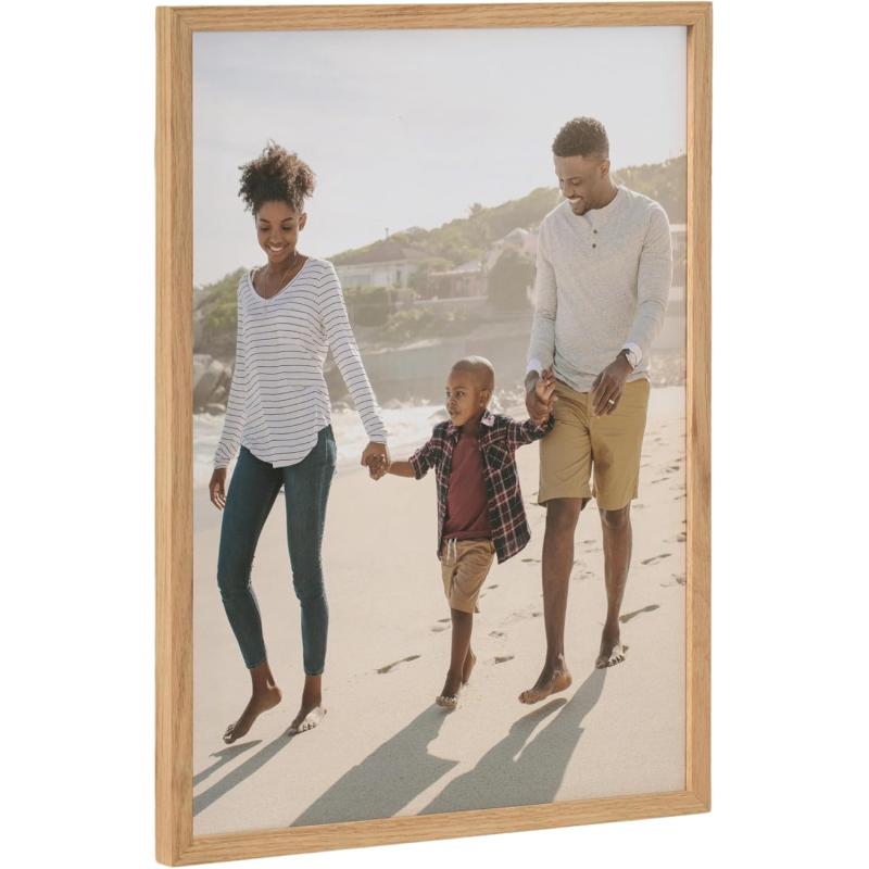 Kate and Laurel Custom Printed Framed Wall Art 20x16 Gold Personalized Wall Print with Your Photos for Bedroom or Living Room Gallery Wall Decor  Customizable Photo PrintsNatural