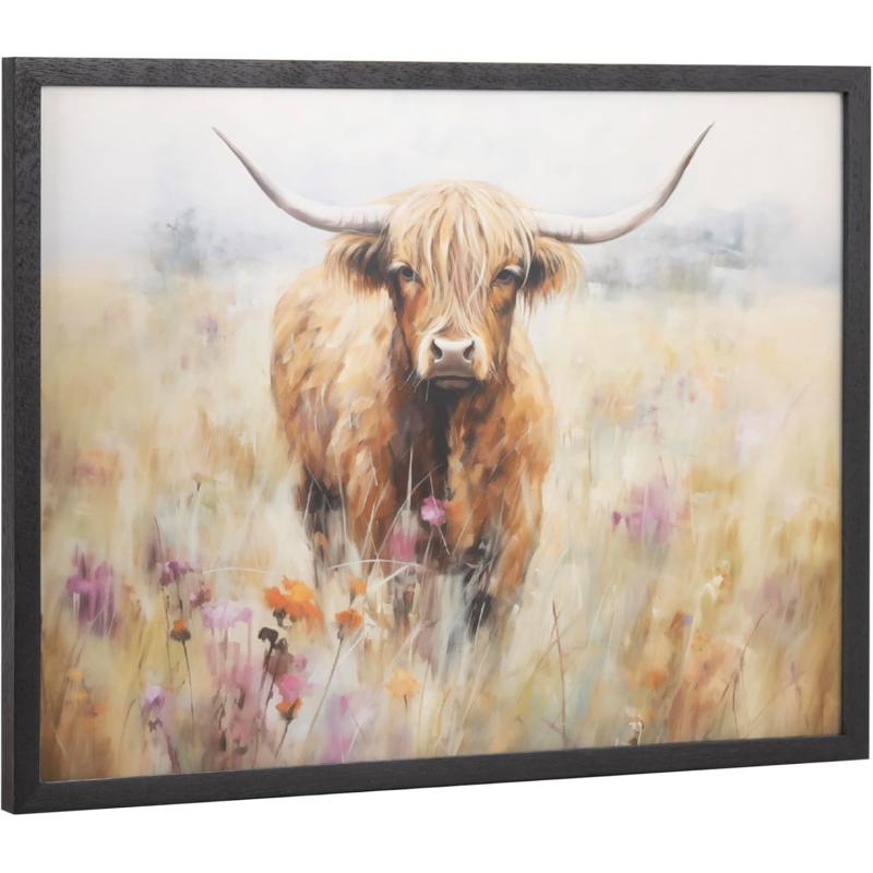 Kate and Laurel Cute Deer Wearing Glasses Framed Wall Art by The Creative Bunch Studio 12x16 Black Adorable Animal Art for WallBlack  Cow Flower Field