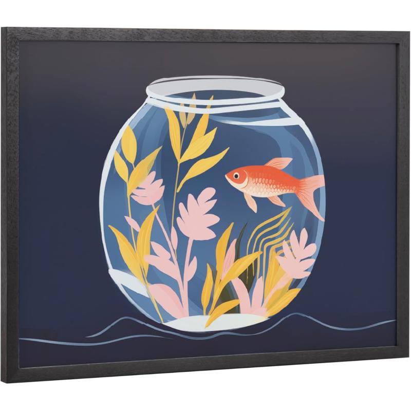 Kate and Laurel Cute Deer Wearing Glasses Framed Wall Art by The Creative Bunch Studio 12x16 Black Adorable Animal Art for WallBlack  Fish Tank
