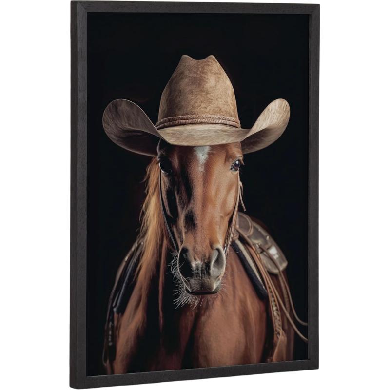 Kate and Laurel Cute Deer Wearing Glasses Framed Wall Art by The Creative Bunch Studio 12x16 Black Adorable Animal Art for WallBlack  Horse Cowboy