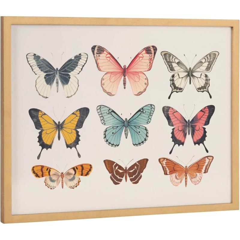 Kate and Laurel Cute Deer Wearing Glasses Framed Wall Art by The Creative Bunch Studio 12x16 Black Adorable Animal Art for WallGold  Butterflies