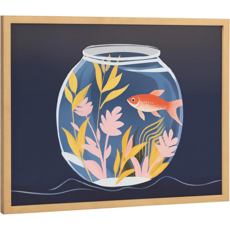 Kate and Laurel Cute Deer Wearing Glasses Framed Wall Art by The Creative Bunch Studio 12x16 Black Adorable Animal Art for WallGold  Fish Tank