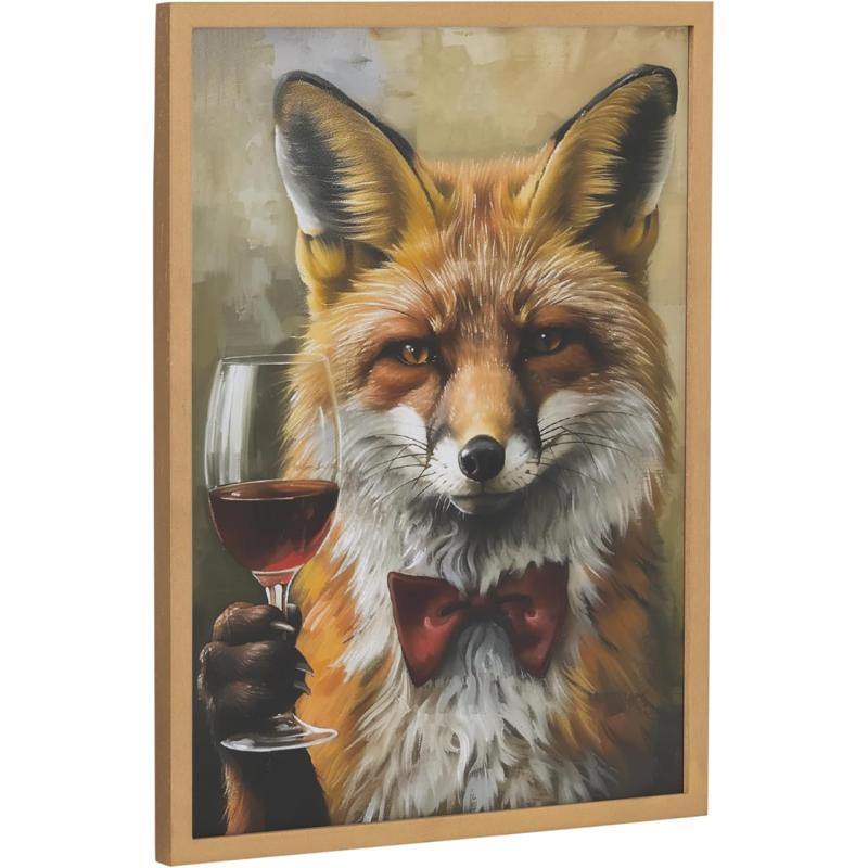 Kate and Laurel Cute Deer Wearing Glasses Framed Wall Art by The Creative Bunch Studio 12x16 Black Adorable Animal Art for WallGold  Fox Wine