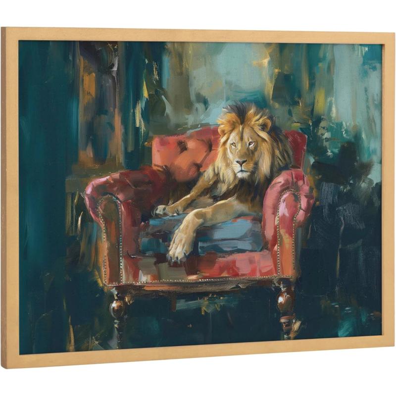 Kate and Laurel Cute Deer Wearing Glasses Framed Wall Art by The Creative Bunch Studio 12x16 Black Adorable Animal Art for WallGold  Lion
