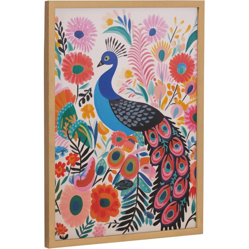 Kate and Laurel Cute Deer Wearing Glasses Framed Wall Art by The Creative Bunch Studio 12x16 Black Adorable Animal Art for WallGold  Peacock