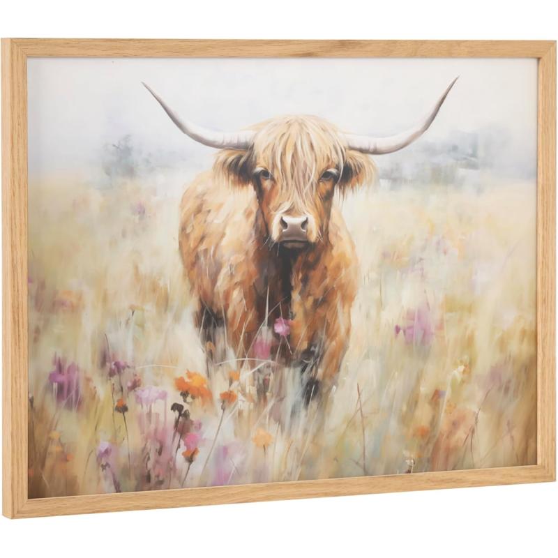 Kate and Laurel Cute Deer Wearing Glasses Framed Wall Art by The Creative Bunch Studio 12x16 Black Adorable Animal Art for WallNatural  Cow Flower Field