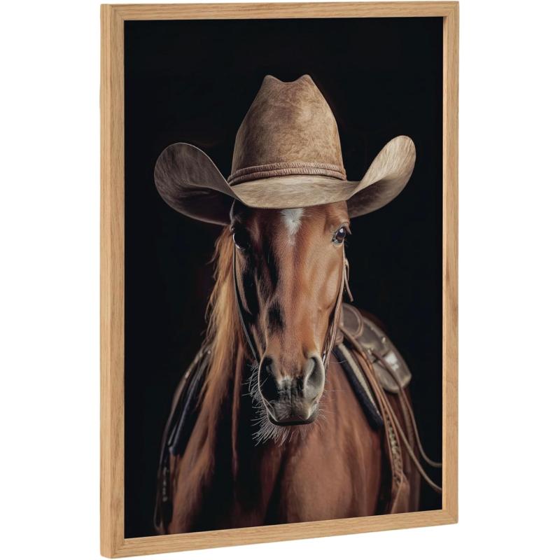 Kate and Laurel Cute Deer Wearing Glasses Framed Wall Art by The Creative Bunch Studio 12x16 Black Adorable Animal Art for WallNatural  Horse Cowboy