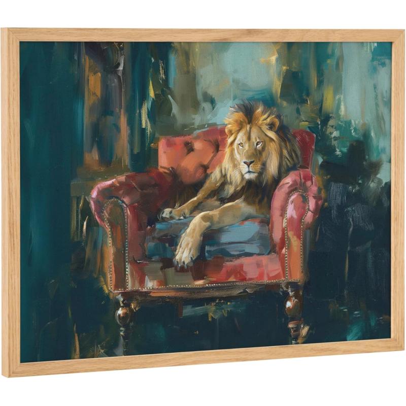 Kate and Laurel Cute Deer Wearing Glasses Framed Wall Art by The Creative Bunch Studio 12x16 Black Adorable Animal Art for WallNatural  Lion