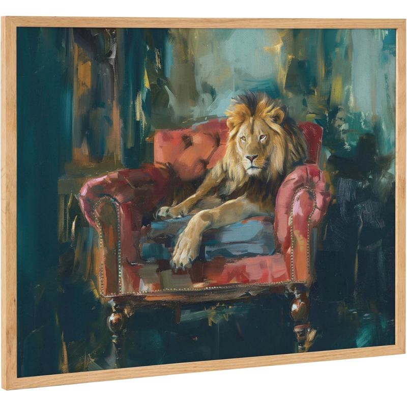 Kate and Laurel Cute Deer Wearing Glasses Framed Wall Art by The Creative Bunch Studio 12x16 Black Adorable Animal Art for WallNatural  Lion Jewel Tones