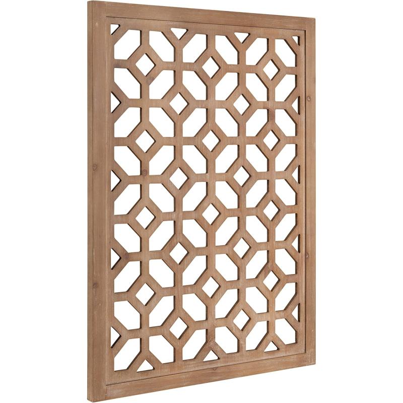 Kate and Laurel Latonia Coastal Wooden Wall Art Plaque with Repeating Pattern and Light Distressing 24x32 NaturalNatural