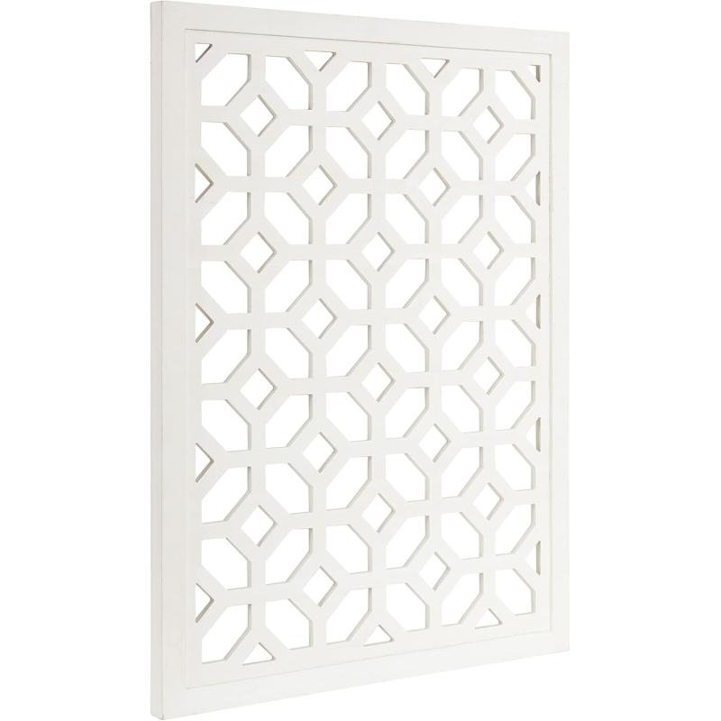 Kate and Laurel Latonia Coastal Wooden Wall Art Plaque with Repeating Pattern and Light Distressing 24x32 NaturalWhite