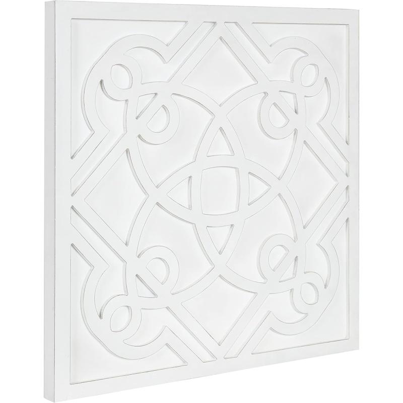 Kate and Laurel Mercador Modern Farmhouse Square Wooden Wall Art Plaque for Light Coastal Home Decor 24x24 White