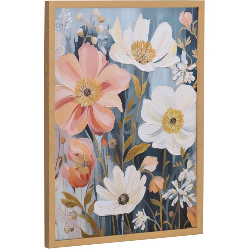 Kate and Laurel Modern Muted Cottage Floral Abstract Framed Wall Art by The Creative Bunch Studio 16x20 Black Cute Flower Art for WallGold  Muted Neutrals