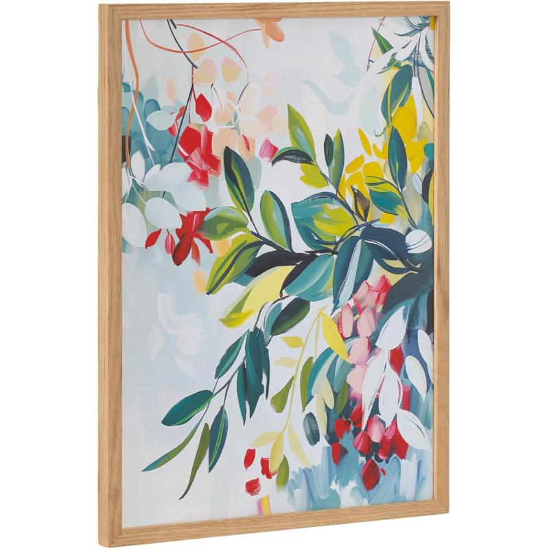 Kate and Laurel Modern Muted Cottage Floral Abstract Framed Wall Art by The Creative Bunch Studio 16x20 Black Cute Flower Art for WallNatural  Jewel Tone